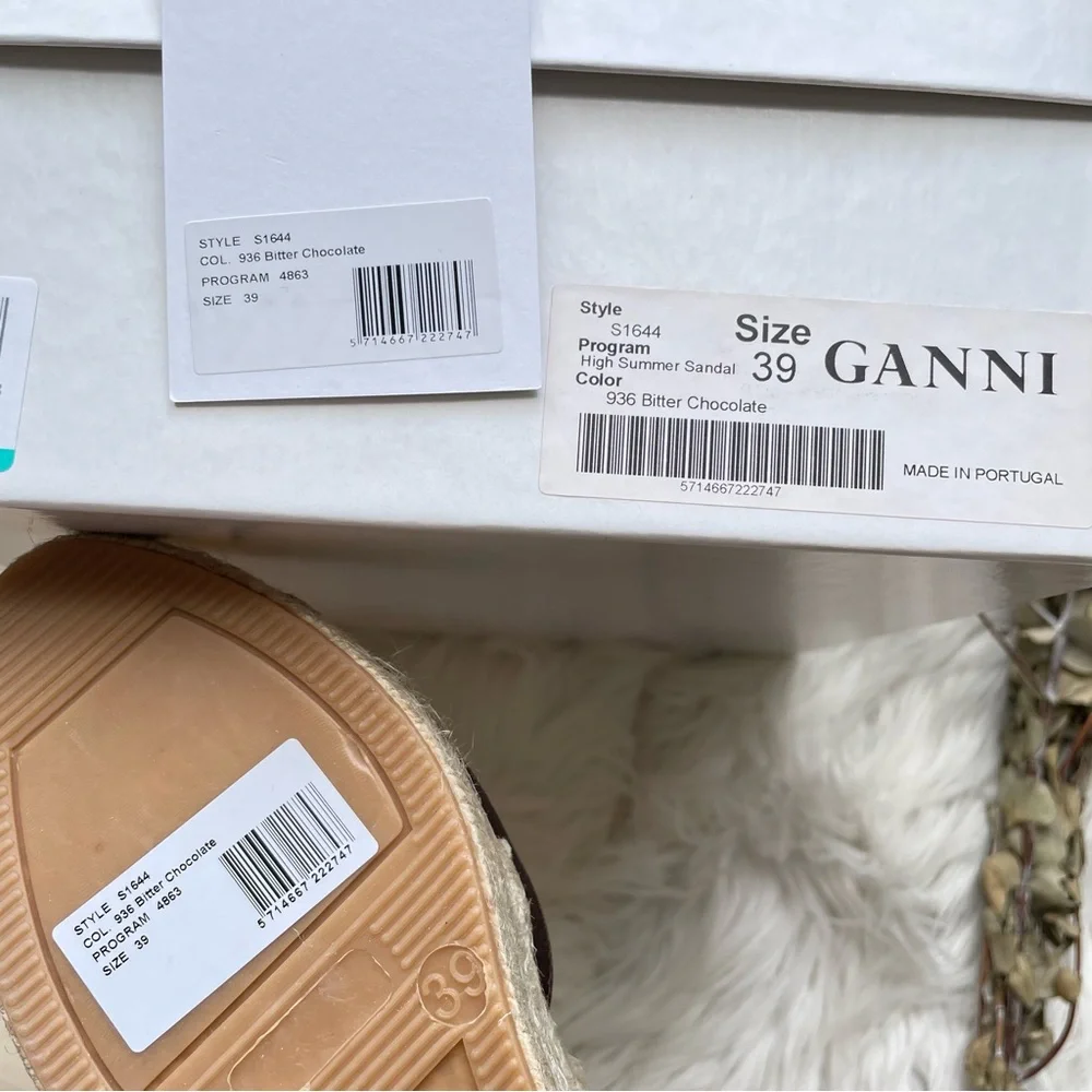 GANNI High Summer Embroidered Espadrille Wedge Sandals 9 NIB
